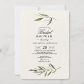 Invitation Aquarelle moderne Branche d'olive verte (Devant)