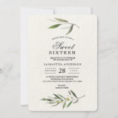 Invitation Aquarelle moderne Branche d'olive verte (Devant)