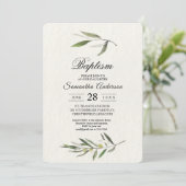Invitation Aquarelle moderne Branche d'olive verte (Debout devant)