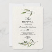 Invitation Aquarelle moderne Branche d'olive verte (Devant)