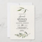 Invitation Aquarelle moderne Branche d'olive verte (Devant)