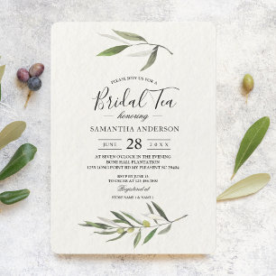Invitation Aquarelle moderne Branche d'olive verte