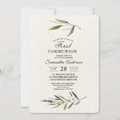 Invitation Aquarelle moderne Branche d'olive verte (Devant)