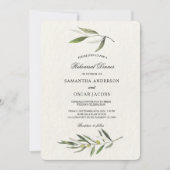 Invitation Aquarelle moderne Branche d'olive verte (Devant)