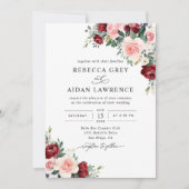 Invitation Aquarelle moderne Burgundy Blush FlorMariage (Devant)