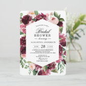 Invitation Aquarelle moderne Cadre Floral Rouge (Debout devant)
