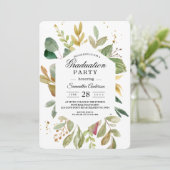 Invitation Aquarelle moderne Cadre vert feuille (Debout devant)