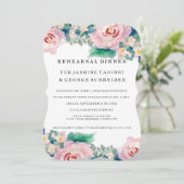 Invitation Aquarelle MODERNE Chic Large Stripes avec Rose (Debout devant)
