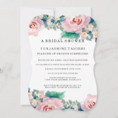 Invitation Aquarelle MODERNE Chic Large Stripes avec Rose (Devant)