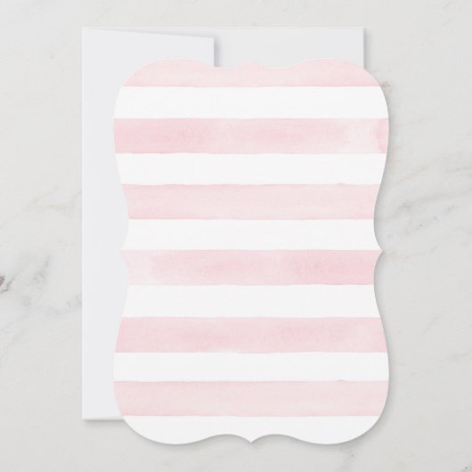 Invitation Aquarelle MODERNE Chic Large Stripes avec Rose (Dos)