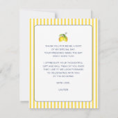 Invitation Aquarelle moderne citron nuptiale Merci (Dos)