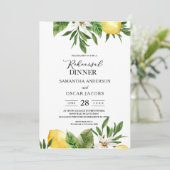 Invitation Aquarelle moderne Citrons et feuilles jaunes (Debout devant)