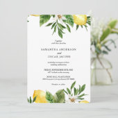 Invitation Aquarelle moderne Citrons et feuilles jaunes (Debout devant)