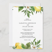 Invitation Aquarelle moderne Citrons et feuilles jaunes (Devant)