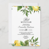 Invitation Aquarelle moderne Citrons et feuilles jaunes (Devant)