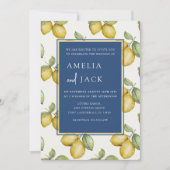 Invitation Aquarelle moderne citrons & Mariage de feuillage (Devant)