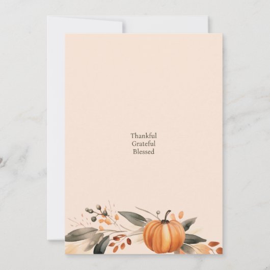 Invitation Aquarelle moderne Citrouille blanc Patch Thanksgiv (Dos)