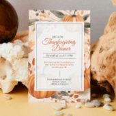 Invitation Aquarelle moderne Citrouille blanc Patch Thanksgiv