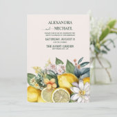 Invitation Aquarelle moderne Citrus Lemon Mariage (Debout devant)