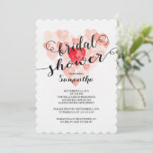 Invitation Aquarelle moderne Coeurs de douche nuptiale Invita (Debout devant)