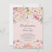 Invitation Aquarelle moderne couleur rose pâle Confirmation f (Devant)