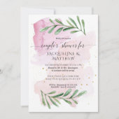 Invitation Aquarelle moderne Couples Douche Eucalyptus Feuill (Devant)
