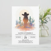 Invitation Aquarelle Moderne Cowboy Anniversaire (Debout devant)