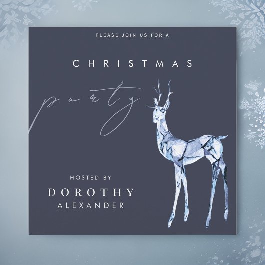 Invitation Aquarelle moderne Crystal Reindee fête de Noël