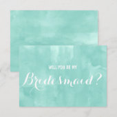 Invitation Aquarelle moderne d'aqua vous serez ma demoiselle (Devant / Derrière)