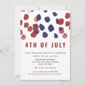 Invitation Aquarelle moderne de points rouges bleus 4 juillet (Devant)