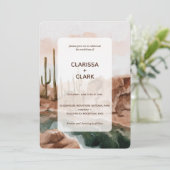 Invitation Aquarelle moderne Desert Cactus Mariage Paysage (Debout devant)