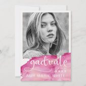 Invitation Aquarelle Moderne Design Script Photo Graduation (Devant)