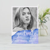 Invitation Aquarelle Moderne Design Script Photo Graduation (Debout devant)