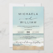 Invitation Aquarelle moderne Destination Mariage plage (Devant)