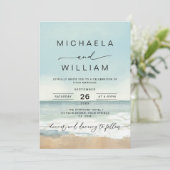 Invitation Aquarelle moderne Destination Mariage plage (Debout devant)