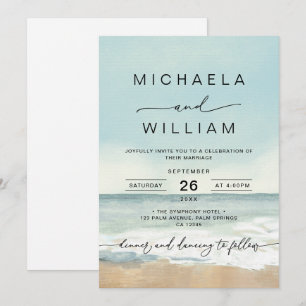 Invitation Aquarelle moderne Destination Mariage plage
