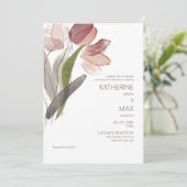 Invitation Aquarelle moderne Dusty Rose Floral Mariage (Debout devant)