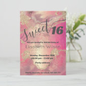 Invitation Aquarelle moderne élégante or rose doux 16 (Debout devant)