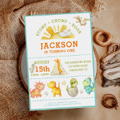 Invitation Aquarelle moderne enfants Dinosaur 1er anniversair