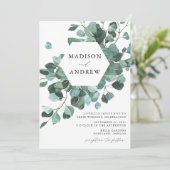 Invitation Aquarelle moderne Eucalyptus Mariage de verdure (Debout devant)