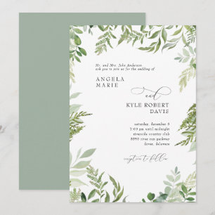 Invitation Aquarelle moderne Eucalyptus Parents Sage Mariage