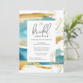 Invitation Aquarelle moderne Fête des mariées côtière (Debout devant)