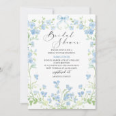 Invitation Aquarelle moderne Fête des mariées de fleurs bleue (Devant)