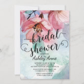 Invitation Aquarelle moderne Fête des mariées florale rose (Devant)