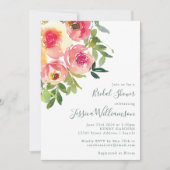 Invitation Aquarelle moderne Fête des mariées florale rose ro (Devant)