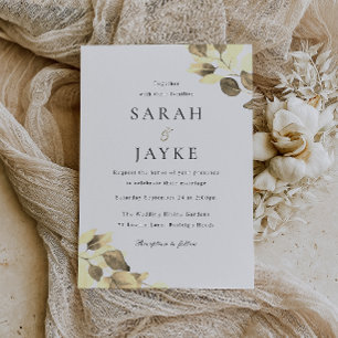 Invitation Aquarelle moderne Feuille d'or Mariage élégant