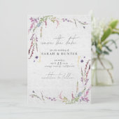 Invitation Aquarelle moderne Fleur sauvage Enregistrer la dat (Debout devant)