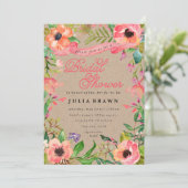 Invitation Aquarelle moderne Floral Douche nuptiale Invitatio (Debout devant)
