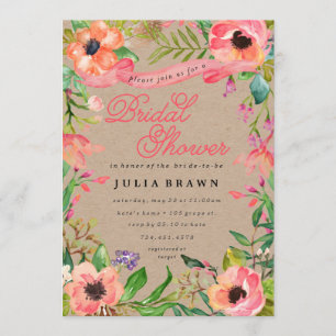 Invitation Aquarelle moderne Floral Douche nuptiale Invitatio