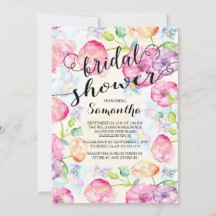 Invitation Aquarelle moderne Floral Douche nuptiale Invitatio
